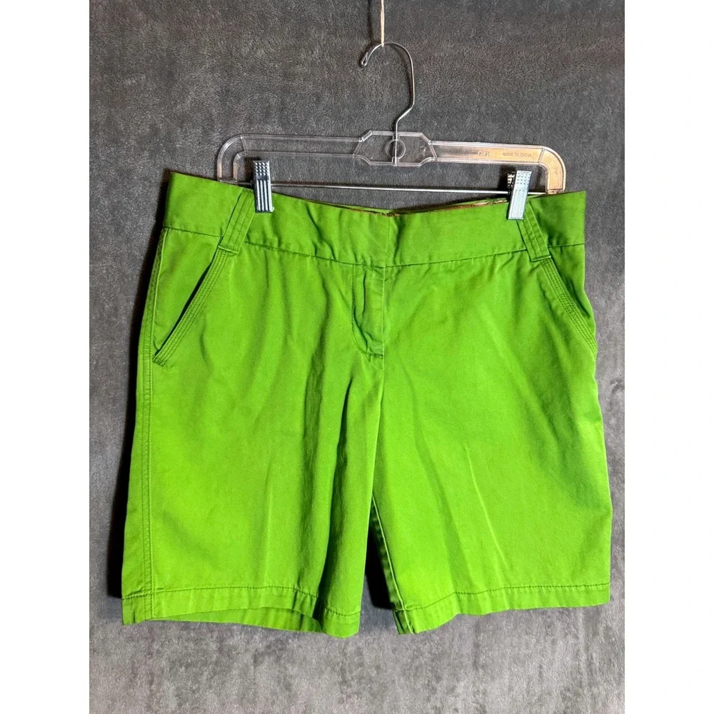 J.Crew Classic Twill Chino Shorts Mens 32 Lime Green Weathered Broken-In Cotton
